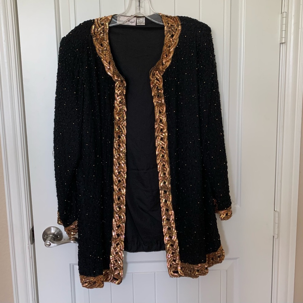 Lawrence Kazar Silk Vintage 80s Beaded Jacket